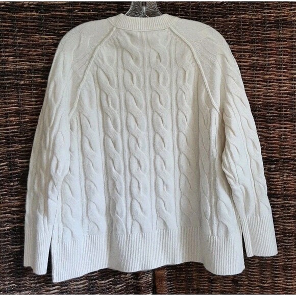 NWT Aerie Unreal Cable Knit Sweater Women's Small Cream Oversized Fisherman New - Picture 2 of 7